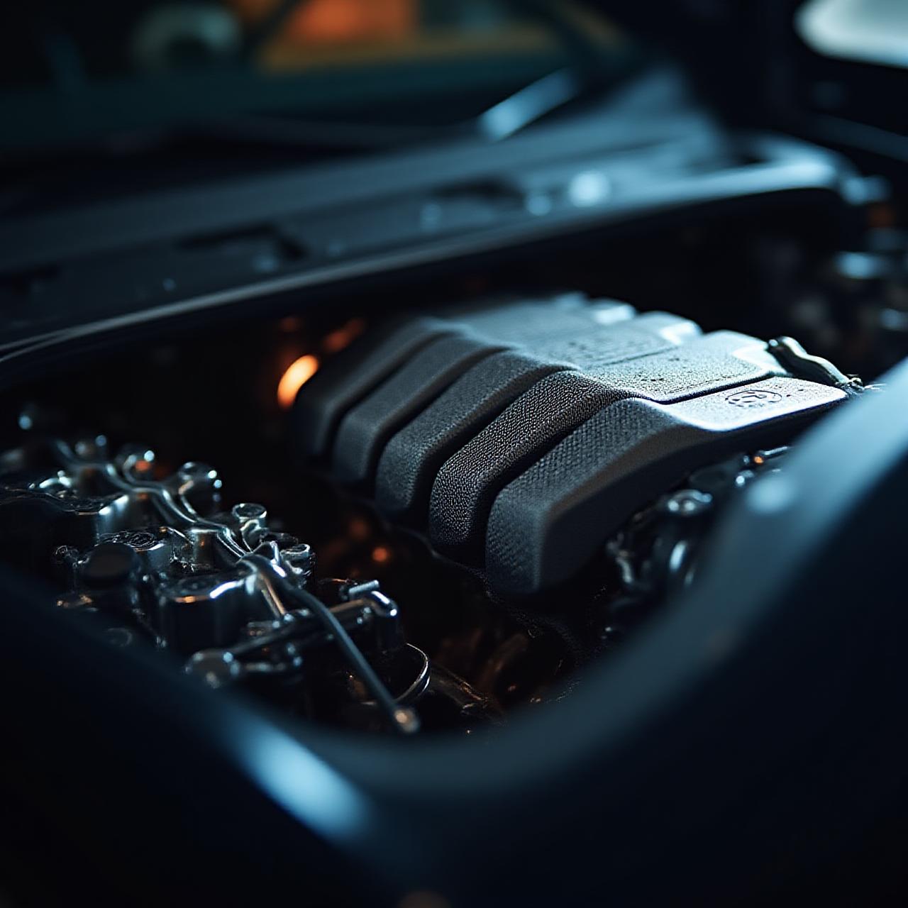 高性能エンジンチューニングのクローズアップ画像